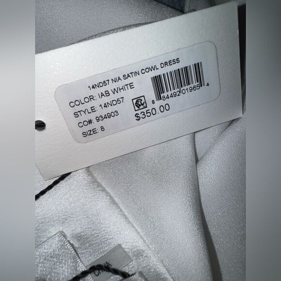 Milly NWT Nia Satin Cowl Dress in White Size 8 - Picture 6 of 7